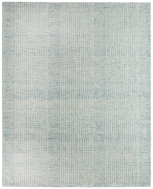 Feizy Rugs Winston Hand Tufted Wool Plaid Area Rug Sculptural Pile for Living or Bedroom WNS8B04FBLUIVYE10