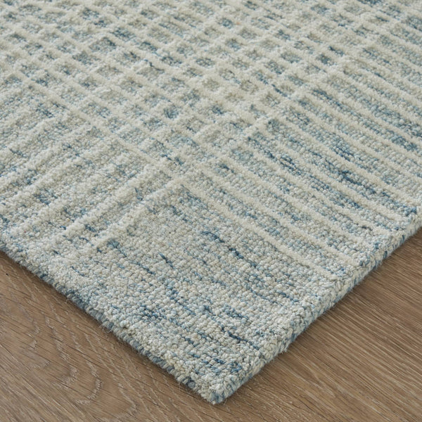 Feizy Rugs Winston Hand Tufted Wool Plaid Area Rug Sculptural Pile for Living or Bedroom WNS8B04FBLUIVYE10