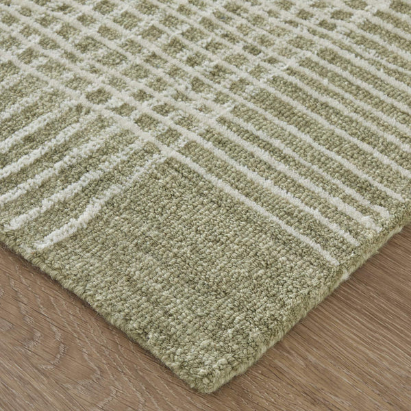 Feizy Rugs Winston Hand Tufted Wool Plaid Rug Sculpted Loop and Cut Pile for Living Rooms WNS8B04FGRNIVYE10