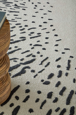 Feizy Rugs Winston Hand-Tufted Wool Area Rug Sculpted Loop Cut Pile Modern Living Room Accent Ivory/Black 5' x 8' WNS8B06FIVYBLKE10