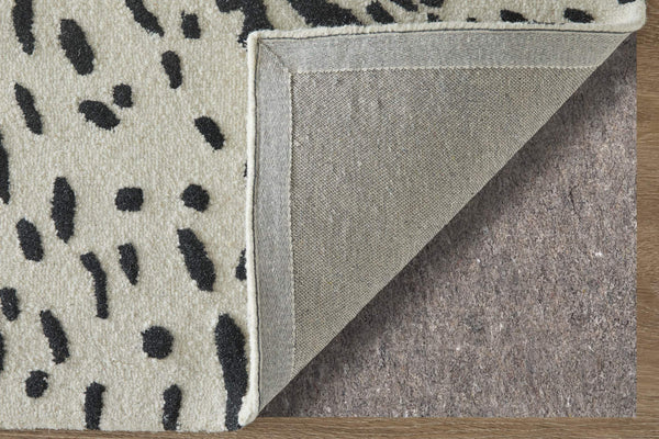 Feizy Rugs Winston Hand-Tufted Wool Area Rug Sculpted Loop Cut Pile Modern Living Room Accent Ivory/Black 5' x 8' WNS8B06FIVYBLKE10