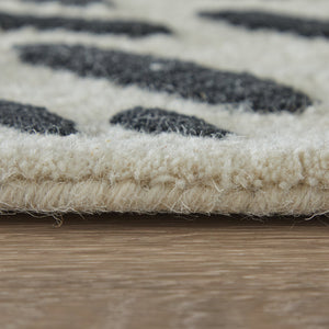 Feizy Rugs Winston Hand-Tufted Wool Area Rug Sculpted Loop Cut Pile Modern Living Room Accent Ivory/Black 5' x 8' WNS8B06FIVYBLKE10