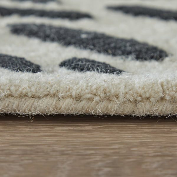 Feizy Rugs Winston Hand-Tufted Wool Area Rug Sculpted Loop Cut Pile Modern Living Room Accent Ivory/Black 5' x 8' WNS8B06FIVYBLKE10