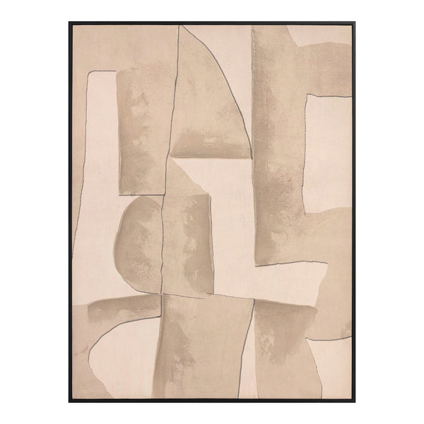 Moe's Home Saga Wall Décor: Abstract Canvas Art With Timeless Earthy Tones For Modern Interior Spaces Multicolor Ink Print On Canvas,Black Polystyrene Frame Wp-1258-37