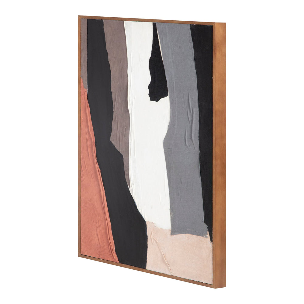 Moe's Home Moda Abstract Canvas Art – Enchanting Neutrals And Hues In Solid Pine Frame For Elegant Home Décor Multicolor Design Painted On Canvas,Canvas Stretched Over Pine Wood Wp-1286-37