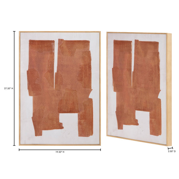 Moe's Home Cici Captivating Abstract Painting With Earthy Hues And Solid Pine Frame For Serene Home Decor Multicolor Design Painted On Canvas,Canvas Stretched Over Pine Wood Wp-1293-37