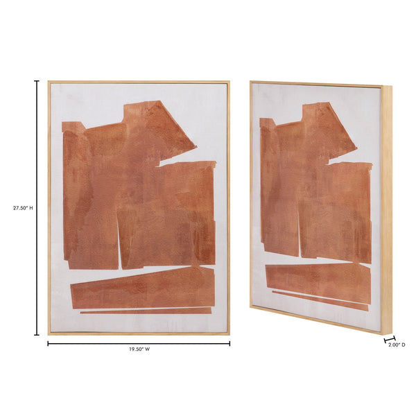 Moe's Home Cici Captivating Abstract Painting With Earthy Hues And Solid Pine Frame For Serene Home Decor Multicolor Design Painted On Canvas,Canvas Stretched Over Pine Wood Wp-1294-37