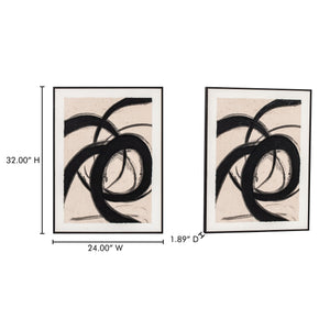 Moe's Home Poet Abstract Painting - Textured Acrylic Art With Lyrical Brush Strokes For Serene Home Decor Multicolor Acrylic Paint On Canvas,Solid Pine Frame Wp-1305-37