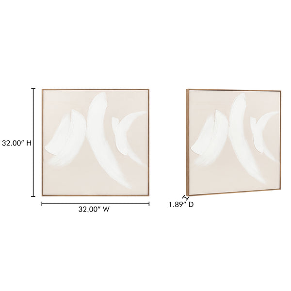 Moe's Home Chorus Abstract Painting - Elegant Neutral Tones With Lyrical Brush Strokes For Timeless Décor Multicolor Acrylic Paint On Canvas,Solid Pine Frame Wp-1309-37
