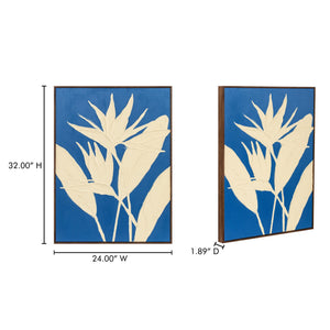 Moe's Home Paradis Vibrant Bird Of Paradise Flower Artwork - Textured Acrylic On Canvas With Rich Blue Background Multicolor Acrylic Paint On Canvas,Solid Pine Frame Wp-1313-37