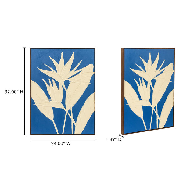 Moe's Home Paradis Vibrant Bird Of Paradise Flower Artwork - Textured Acrylic On Canvas With Rich Blue Background Multicolor Acrylic Paint On Canvas,Solid Pine Frame Wp-1313-37