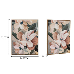 Moe's Home Virtue Painting - Exquisite Floral Art With Textured Brushstrokes, Perfect For Transitional Decor Multicolor Acrylic Paint On Canvas,Solid Pine Frame Wp-1316-37