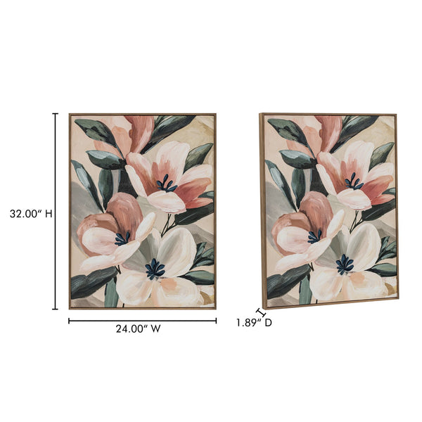 Moe's Home Virtue Painting - Exquisite Floral Art With Textured Brushstrokes, Perfect For Transitional Decor Multicolor Acrylic Paint On Canvas,Solid Pine Frame Wp-1317-37
