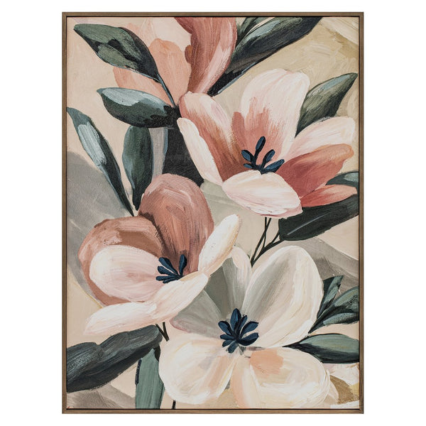 Moe's Home Virtue Painting - Exquisite Floral Art With Textured Brushstrokes, Perfect For Transitional Decor Multicolor Acrylic Paint On Canvas,Solid Pine Frame Wp-1317-37