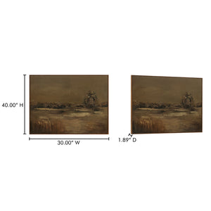 Moe's Home Ode Framed Painting - Lyrical Countryside Art With Textured Acrylic Layers And Heritage Elegance Multicolor Acrylic Paint On Canvas,Solid Pine Frame Wp-1320-37