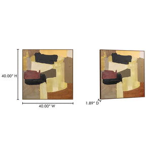 Moe's Home Studio Framed Painting - Modernist Abstract Art With Rich Textures And Warm Tones For Elegant Decor Multicolor Acrylic Paint On Canvas,Solid Pine Frame Wp-1321-37