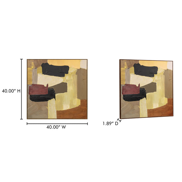 Moe's Home Studio Framed Painting - Modernist Abstract Art With Rich Textures And Warm Tones For Elegant Decor Multicolor Acrylic Paint On Canvas,Solid Pine Frame Wp-1321-37