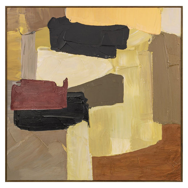 Moe's Home Studio Framed Painting - Modernist Abstract Art With Rich Textures And Warm Tones For Elegant Decor Multicolor Acrylic Paint On Canvas,Solid Pine Frame Wp-1321-37