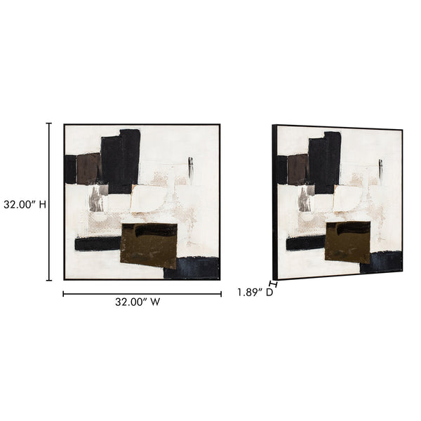 Moe's Home Interlude Framed Painting - Abstract Elegance With Textured Acrylic On Canvas And Solid Pine Frame Multicolor Acrylic Paint On Canvas,Solid Pine Frame Wp-1322-37