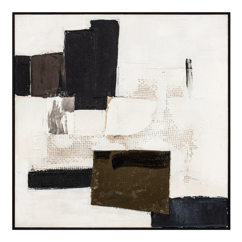 Moe's Home Interlude Framed Painting - Abstract Elegance With Textured Acrylic On Canvas And Solid Pine Frame Multicolor Acrylic Paint On Canvas,Solid Pine Frame Wp-1322-37