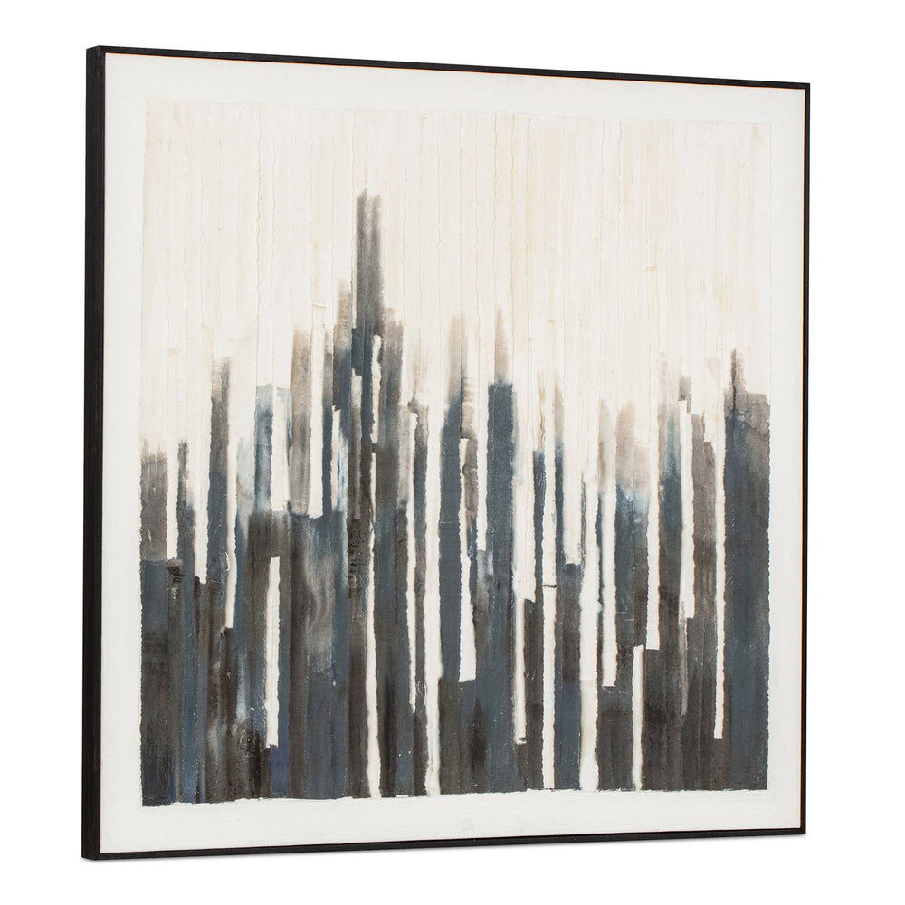 Moe's Home Nightingale Framed Painting: Evoke Tranquil Serenity With Textured Art Inspired By Nocturnal Whispers Multicolor Acrylic Paint On Parchment,Solid Pine Frame Wp-1323-37