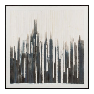 Moe's Home Nightingale Framed Painting: Evoke Tranquil Serenity With Textured Art Inspired By Nocturnal Whispers Multicolor Acrylic Paint On Parchment,Solid Pine Frame Wp-1323-37