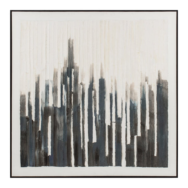 Moe's Home Nightingale Framed Painting: Evoke Tranquil Serenity With Textured Art Inspired By Nocturnal Whispers Multicolor Acrylic Paint On Parchment,Solid Pine Frame Wp-1323-37