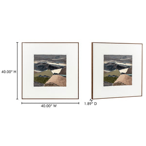 Moe's Home Vale Framed Painting - Abstract Landscape Artwork With Vintage Charm And Elegant Pine Frame Multicolor Acrylic Paint On Canvas,Canvas Matt Wp-1325-37