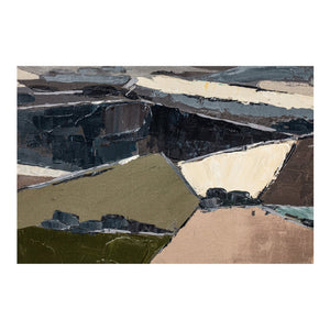 Moe's Home Vale Framed Painting - Abstract Landscape Artwork With Vintage Charm And Elegant Pine Frame Multicolor Acrylic Paint On Canvas,Canvas Matt Wp-1325-37