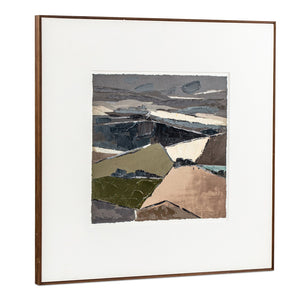 Moe's Home Vale Framed Painting - Abstract Landscape Artwork With Vintage Charm And Elegant Pine Frame Multicolor Acrylic Paint On Canvas,Canvas Matt Wp-1325-37