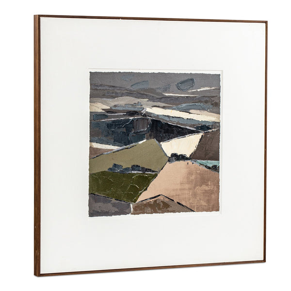 Moe's Home Vale Framed Painting - Abstract Landscape Artwork With Vintage Charm And Elegant Pine Frame Multicolor Acrylic Paint On Canvas,Canvas Matt Wp-1325-37