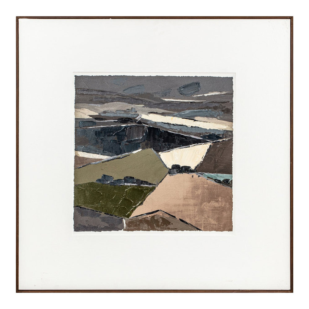 Moe's Home Vale Framed Painting - Abstract Landscape Artwork With Vintage Charm And Elegant Pine Frame Multicolor Acrylic Paint On Canvas,Canvas Matt Wp-1325-37