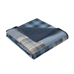 JLA Home Winter Hills Cotton Patchwork Quilted Throw Modern Farmhouse Navy Blue Cozy Layering WR50-4090