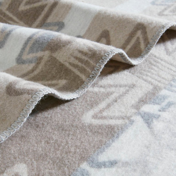 JLA Home Alberta Combed Cotton Blend Blanket with Whip Stitch Edges for Farmhouse Living Neutral Aztec 90 W x 90 L WR51-3926