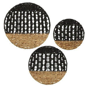 Safavieh Mable Handcrafted Seagrass Bohemian Wall Art Set Of Three With Iron Accents WS0506