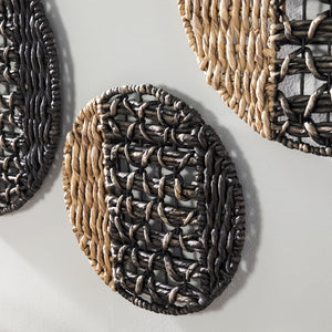 Safavieh Mable Handcrafted Seagrass Bohemian Wall Art Set Of Three With Iron Accents WS0506