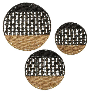 Safavieh Mable Handcrafted Seagrass Bohemian Wall Art Set Of Three With Iron Accents WS0506