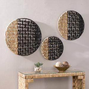 Safavieh Mable Handcrafted Seagrass Bohemian Wall Art Set Of Three With Iron Accents WS0506