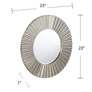 Safavieh Hessmer Ribbed Round Wall Mirror With Beveled Edge And Silver Cladding For Modern Interiors WS1121417