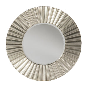 Safavieh Hessmer Ribbed Round Wall Mirror With Beveled Edge And Silver Cladding For Modern Interiors WS1121417