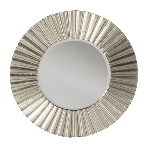 Safavieh Hessmer Ribbed Round Wall Mirror With Beveled Edge And Silver Cladding For Modern Interiors WS1121417