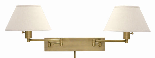 House Of Troy Home/Office Double Wall Swing Satin Nickel - Stylish, Direct Wired Solution For Modern Spaces Antique Brass Metal Ws14-2-71