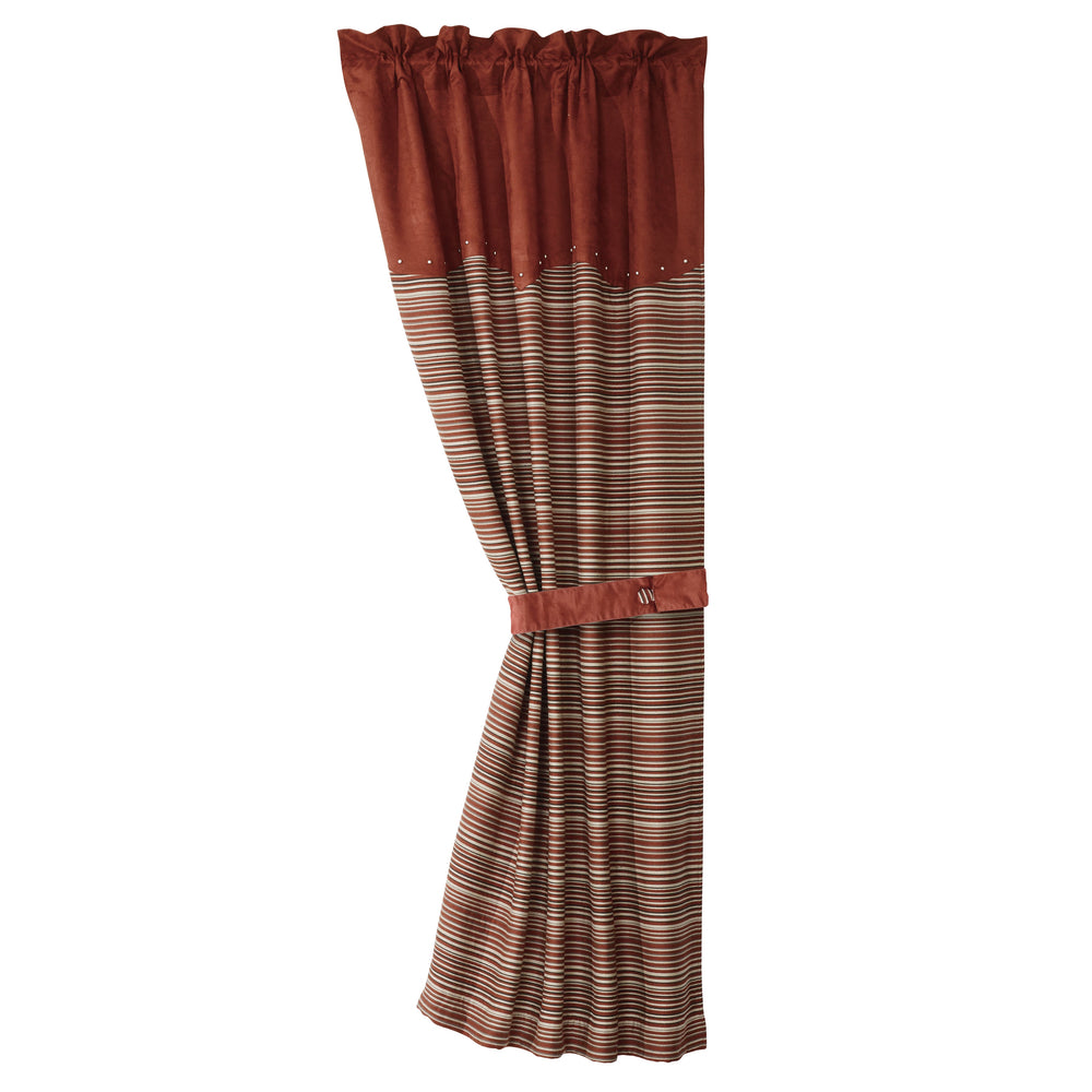 Hiend Accents Silverado Striped Curtain Panel With Tieback - Elevate Your Space With Southwestern Elegance Multi 100% Polyester Ws1618c1