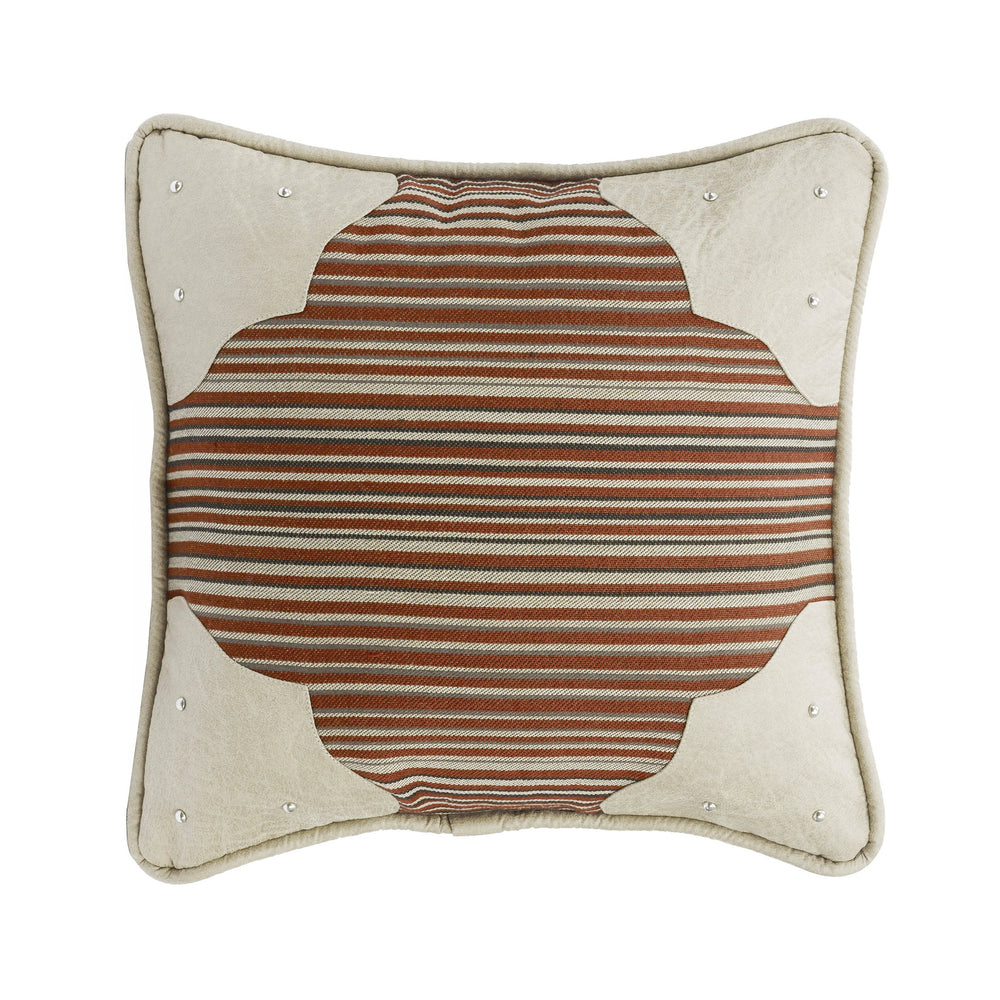Hiend Accents Faux Leather Corner Scallop Pillow - Contemporary Southwestern Design With Chic Metal Studs And Luxury Cream Shell, 100% Polyester. Filling, 100% Polyester Ws1618p5