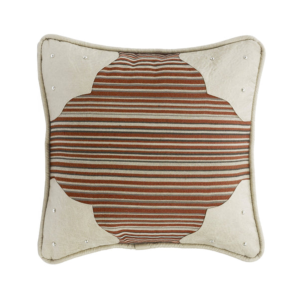 Hiend Accents Faux Leather Corner Scallop Pillow - Contemporary Southwestern Design With Chic Metal Studs And Luxury Cream Shell, 100% Polyester. Filling, 100% Polyester Ws1618p5