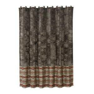 Hiend Accents Silverado Charcoal Velvet Shower Curtain - Elevate Your Bathroom With Southwest Elegance And Style Multi 100% Polyester Ws1618sc