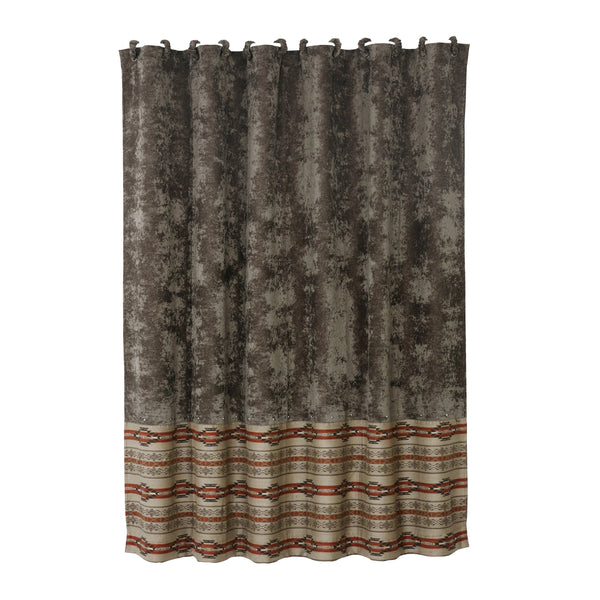 Hiend Accents Silverado Charcoal Velvet Shower Curtain - Elevate Your Bathroom With Southwest Elegance And Style Multi 100% Polyester Ws1618sc
