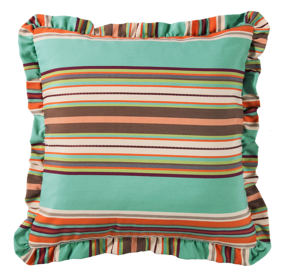 Hiend Accents Serape Ruffle Design Euro Sham - Vibrant Southwestern Charm For Your Bedroom Decor And Style Turquoise,Brown 100% Polyester Ws1753e1