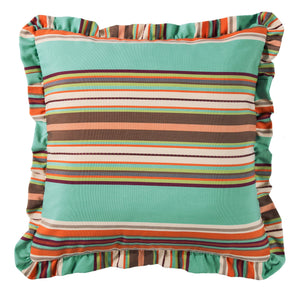 Hiend Accents Serape Ruffle Design Euro Sham - Vibrant Southwestern Charm For Your Bedroom Decor And Style Turquoise,Brown 100% Polyester Ws1753e1