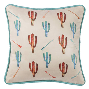 Hiend Accents Serape Cactus Throw Pillow - Vibrant Embroidered Design For Southwestern Home Decor Style Multi Color Shell, 100% Polyester,Fill, 100% Waterfowl Feathers Ws1753p9